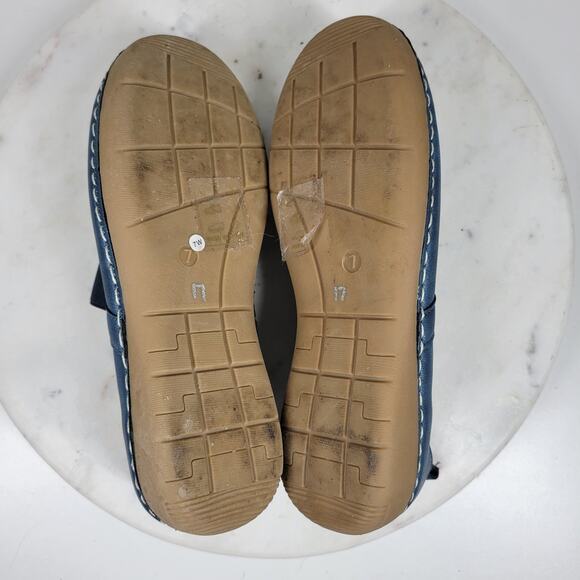 GC‎ Lira Leather Mary Janes Womens 7 Metallic Blue Closed Toe Shoes - Picture 4 of 16